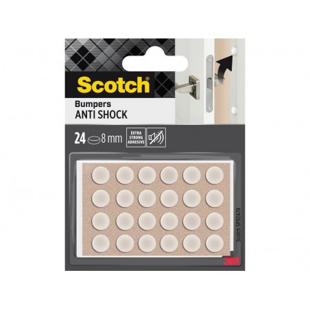 Lot de 24 patins adhésifs enmousse caoutchouc amortisseurdiam.8mm gris