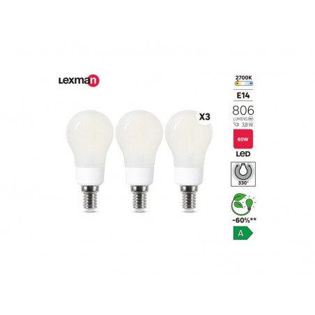 Lot de 3 ampoules led à  filamentE14 806Lm 3.8W