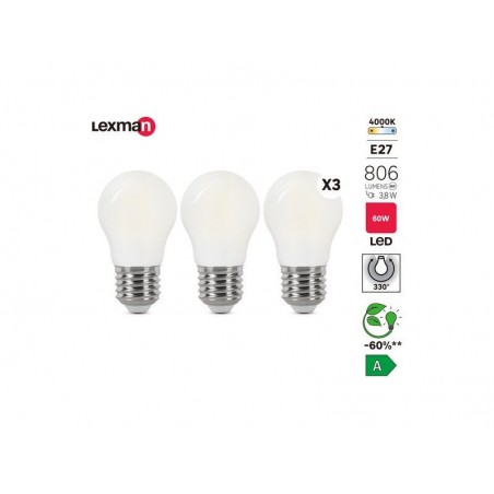 Lot de 3 ampoules led à  filamentE27 806Lm 3.8W