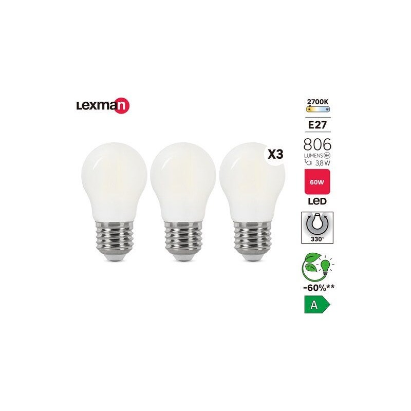 Lot de 3 ampoules led à  filamentE27 806Lm 3.8W