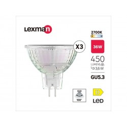 Lot de 3 ampoules ledGU5.3 450Lm 3.6W