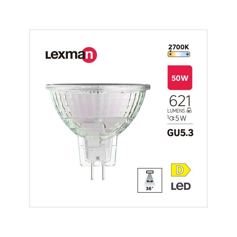 Ampoule led réflecteur GU5.3 36° 621lm 50W blanc chaud