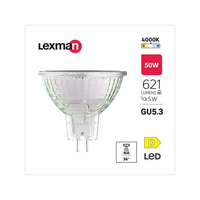 Ampoule led réflecteur GU5.3 36° 621lm 50W blanc neutre