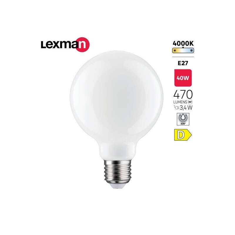 Ampoule led globe 80mm E27 470lm 40Wblanc neutre