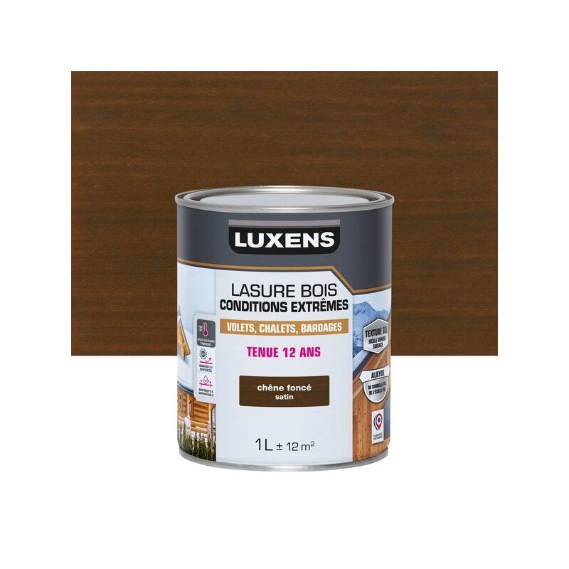 Lasure LUXENS conditions extrêmes 12 ans chêne foncé brillant 1 Litre -  - meilleure qualité