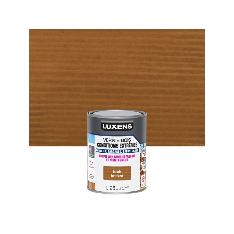 Vernis pour bois extérieur LUXENS conditions extremes teck brillant 0.25 Litre -  - meilleure qualité