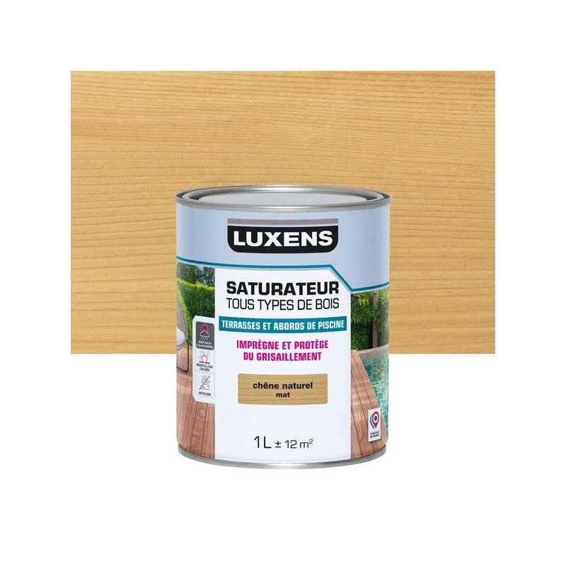 Saturateur pour bois extérieur LUXENS chêne naturel mat 1 l -  - meilleure qualité