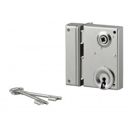 Serrure de grille pène dormant 1-2 tour zingué 70x110 gauche à  fouillotmécanisme acier en saillie de 5 mm