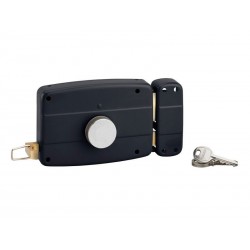 Serrure applique horizontale de garage à  bouton coffre 140x90mm version droite avec cylindre 3 clés