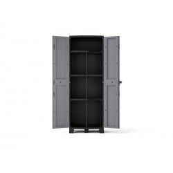 Armoire haute multi-usage en polypropylène 3 étagères  gris et noir l.65 x H.180 x p.39 cm -  - meilleure qualité