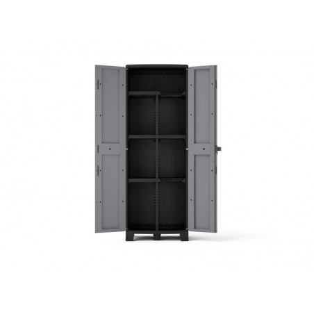 Armoire haute multi-usage en polypropylène 3 étagères  gris et noir l.65 x H.180 x p.39 cm -  - meilleure qualité