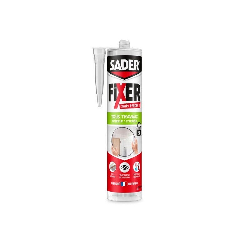 Colle de fixation cartouche SADER Fixer sans percer tous travaux  360G transparent -  - meilleure qualité