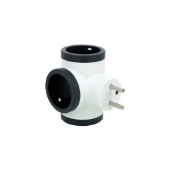 Fiche triplite avec 3 prises 2P+T latérales 16A 3680W - blanc et gris foncé