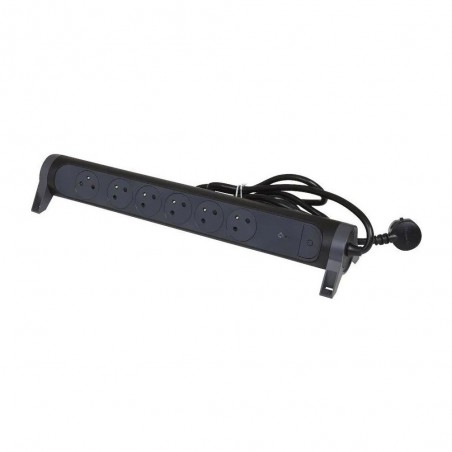 Rallonge multiprise 6 prises 2P+T longueur 15m - noir et gris foncé