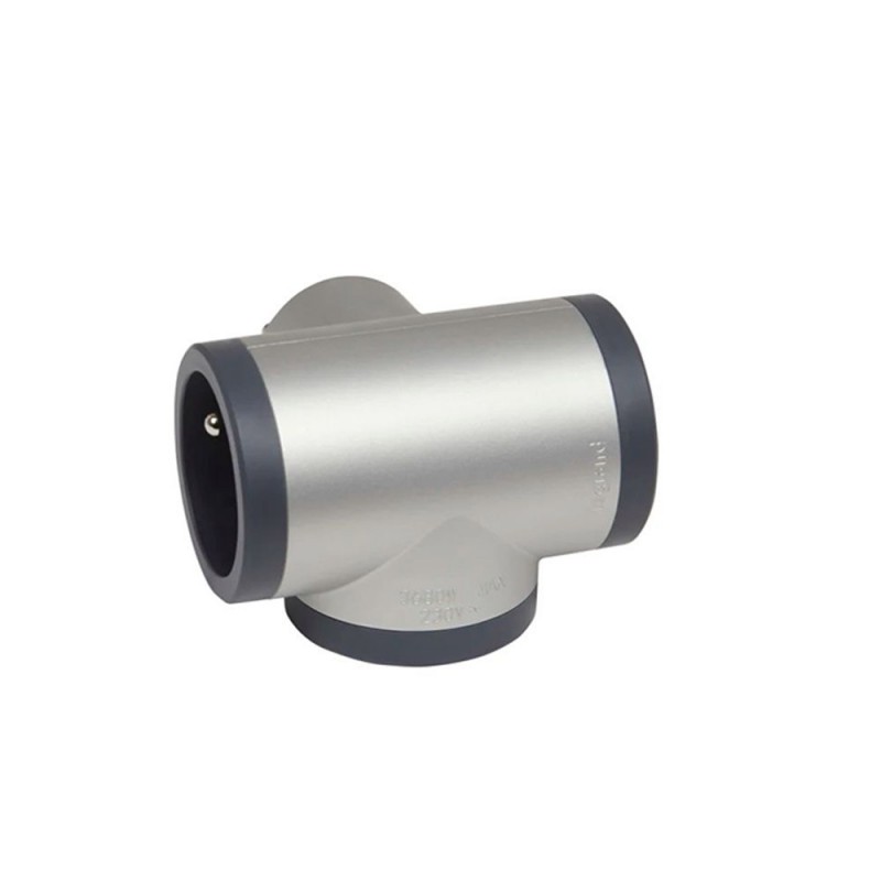 Fiche triplite avec 3 prises 2P+T latérales 16A 3680W - alu et gris foncé