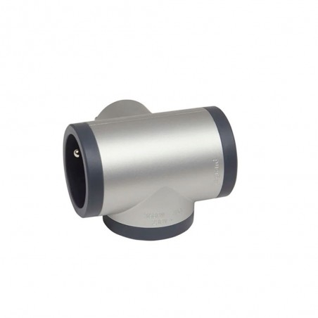 Fiche triplite avec 3 prises 2P+T latérales 16A 3680W - alu et gris foncé