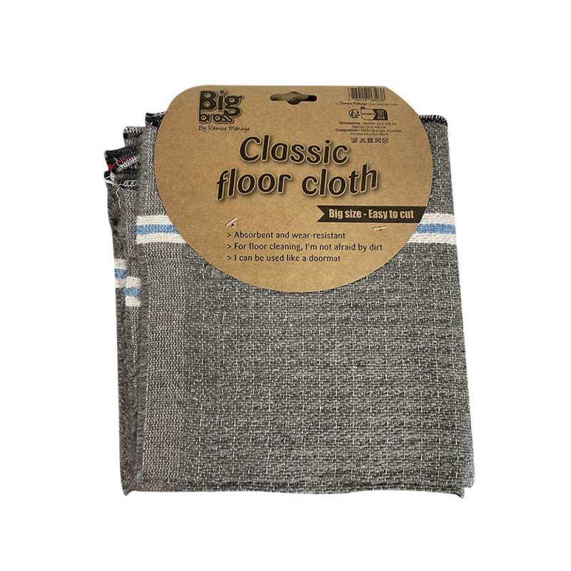 Serpillière gauffrée 50 x 100 cm grise fibres recyclées BIGBROSS -  - meilleure qualité