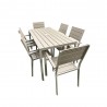 Table et 6 chaises de jardin beige en plastique