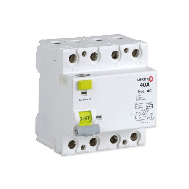 Interrupteur différentiel Triphasé Lexman 30 Ma 40 A Ac