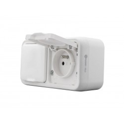 Double prise avec terre étanche Trail LEXMAN blanc