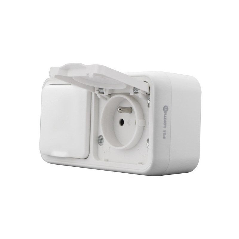 Double prise avec terre étanche Trail LEXMAN blanc