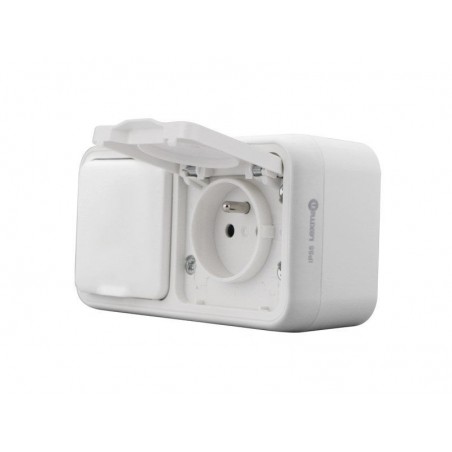 Double prise avec terre étanche Trail LEXMAN blanc