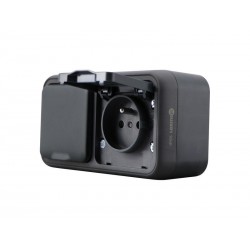 Double prise avec terre étanche Trail LEXMAN anthracite