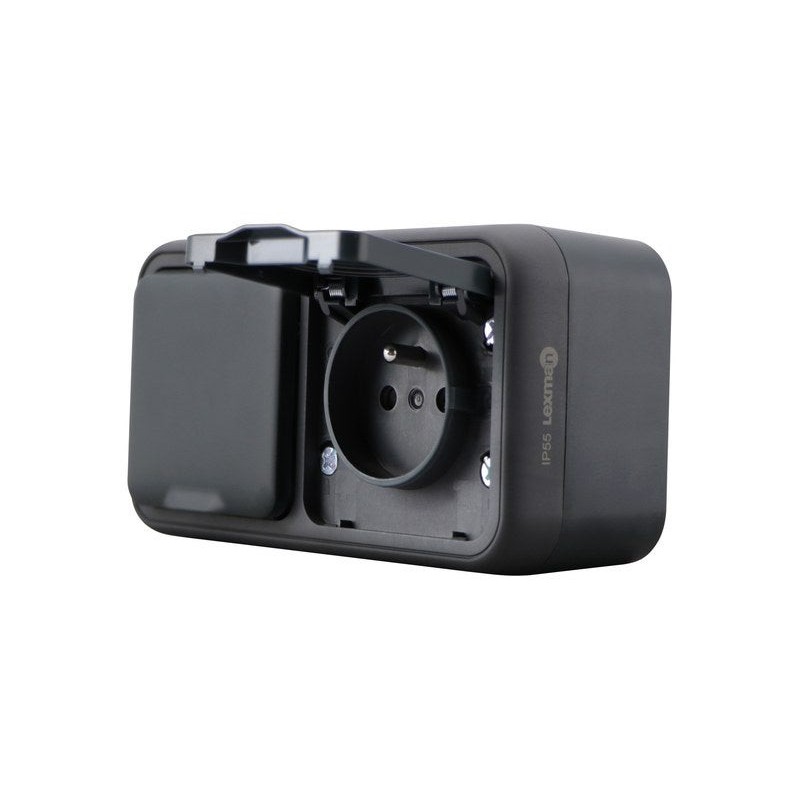 Double prise avec terre étanche Trail LEXMAN anthracite