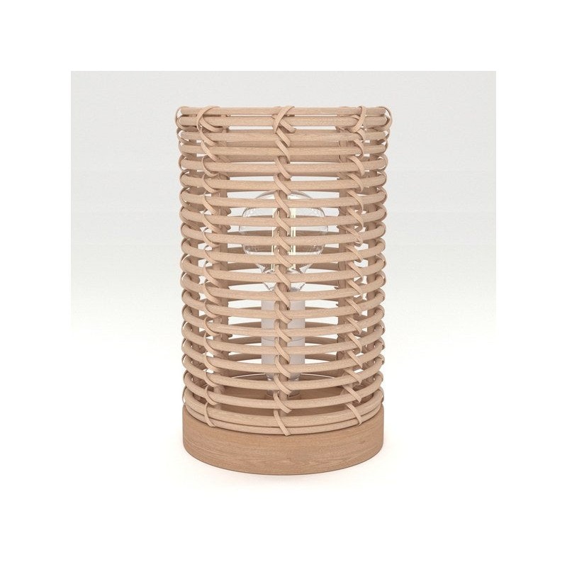 Lampe E14 nature rotin bois baladeuse INSPIRE POPPY H. 20cm