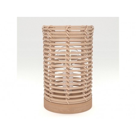 Lampe E14 nature rotin bois baladeuse INSPIRE POPPY H. 20cm