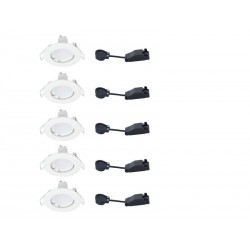 Lot de 5 spots encastrables led gu10 2700K rond blanc