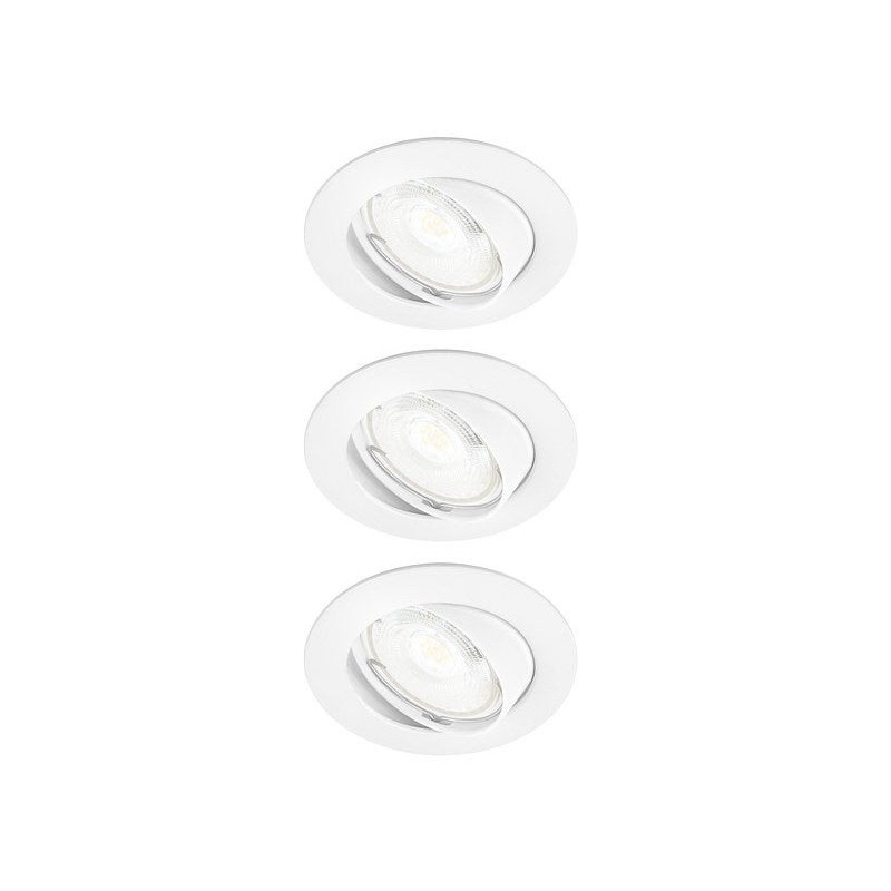 Kit de 3 spots à encastrer orientables led CLANE gu10 4000k rond blanc