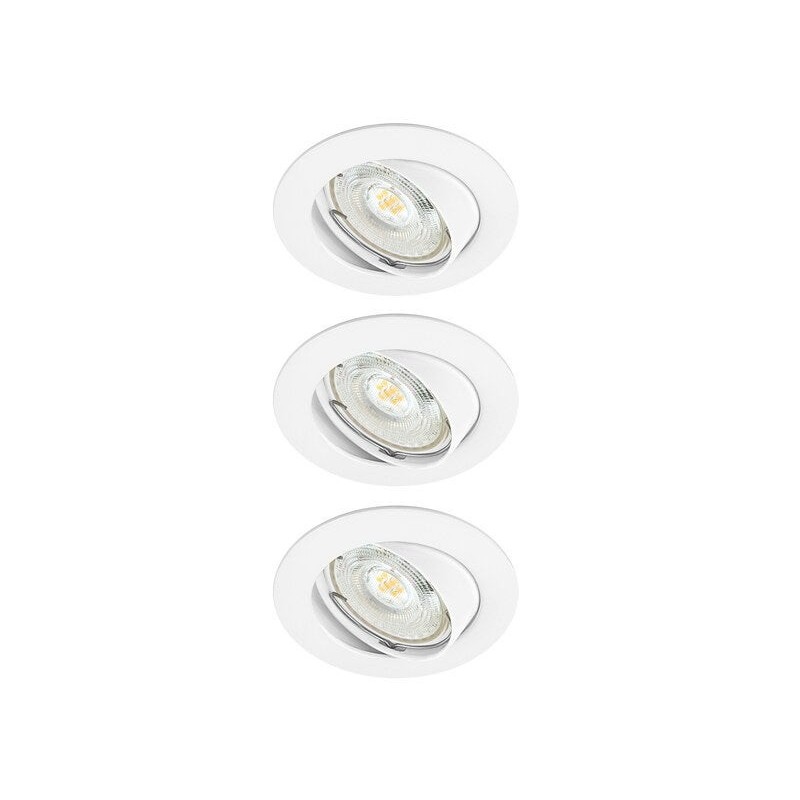 Lot de 3 spots à encastrer orientable INSPIRE Clane 2700K blanc chaud rond blanc