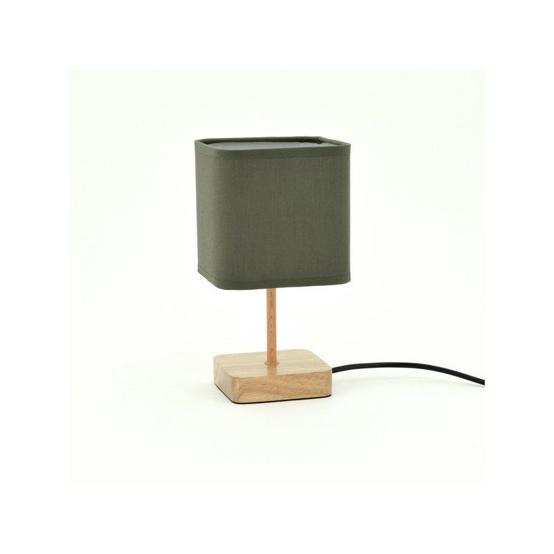 Lampe e14 nature bois vert INSPIRE Akora H.23cm
