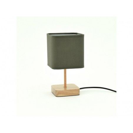 Lampe e14 nature bois vert INSPIRE Akora H.23cm