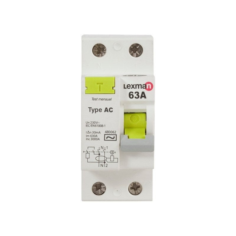 Interrupteur différentiel Lexman 30 Ma 63 A Ac