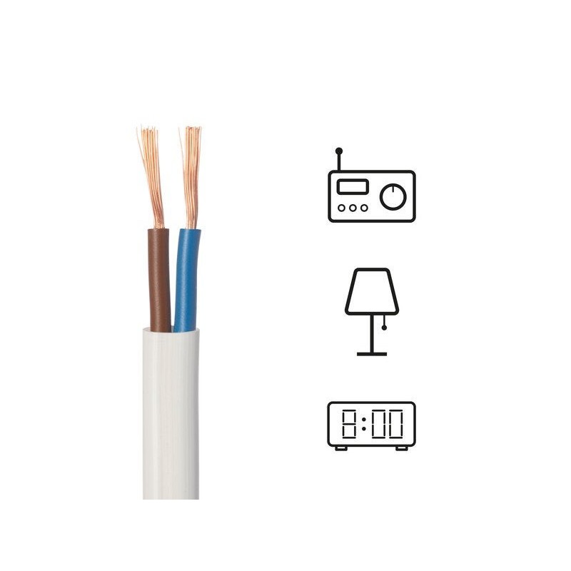 Câble électrique h03vvf LEXMAN 2 x 0.75 mm² blanc 15 m