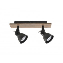 Rampe 2 Spots Métal Noir Et Chêne Clair Seynave Factory