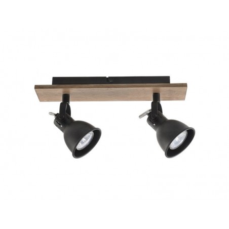Rampe 2 Spots Métal Noir Et Chêne Clair Seynave Factory
