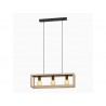 Suspension ELGORT 3 x E27 L. 70 métal noir-bois INSPIRE