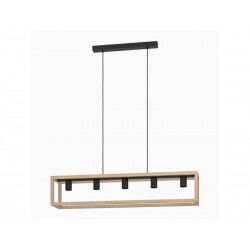 Suspension ELGORT 5 x E27 L. 100 métal noir-bois INSPIRE