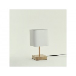 Lampe e14bois tissu blanc INSPIRE Akora H.23cm