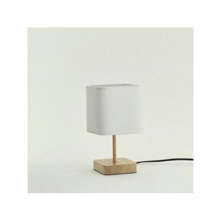 Lampe e14bois tissu blanc INSPIRE Akora H.23cm