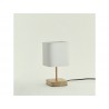 Lampe e14bois tissu blanc INSPIRE Akora H.23cm
