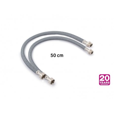 Lot de 2 flexibles 50 cm mâle - femelle 12 x 17 polyéthylène ondulé 20 ans