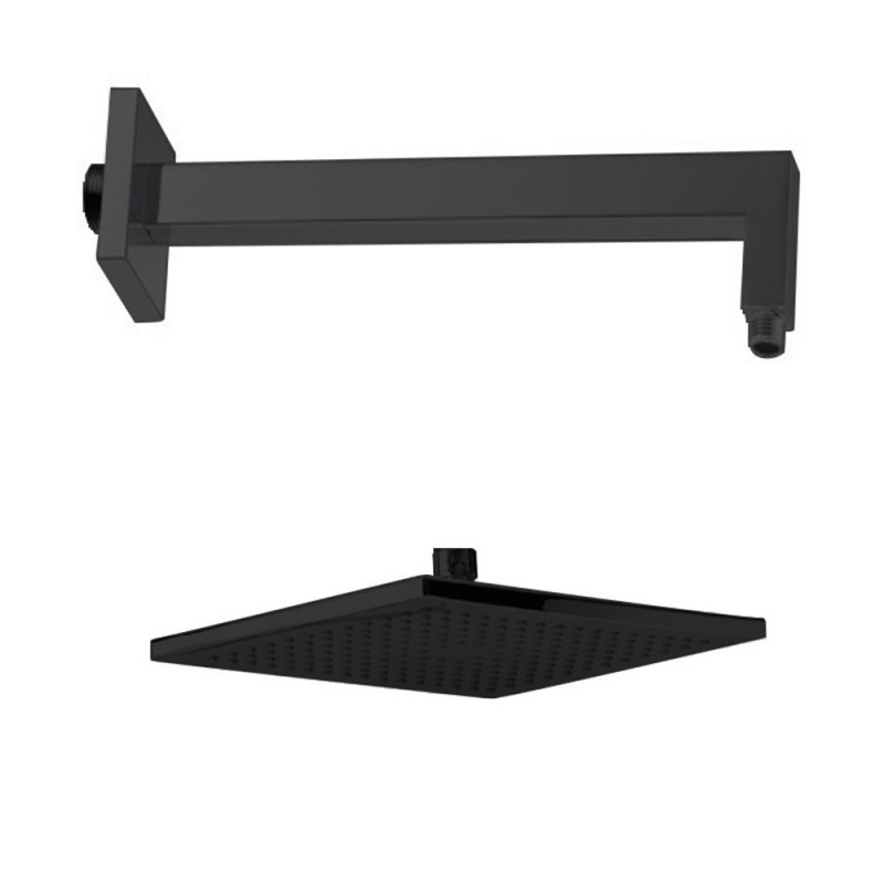 Bras de douche mural 400mm+tête de douche carré NR PVD 80188+186 | Sanifer