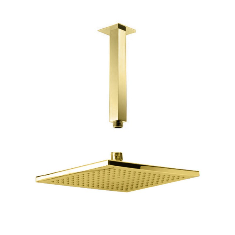 Bras de douche plafond  +pommeau carré gold 80071+210 | Sanifer