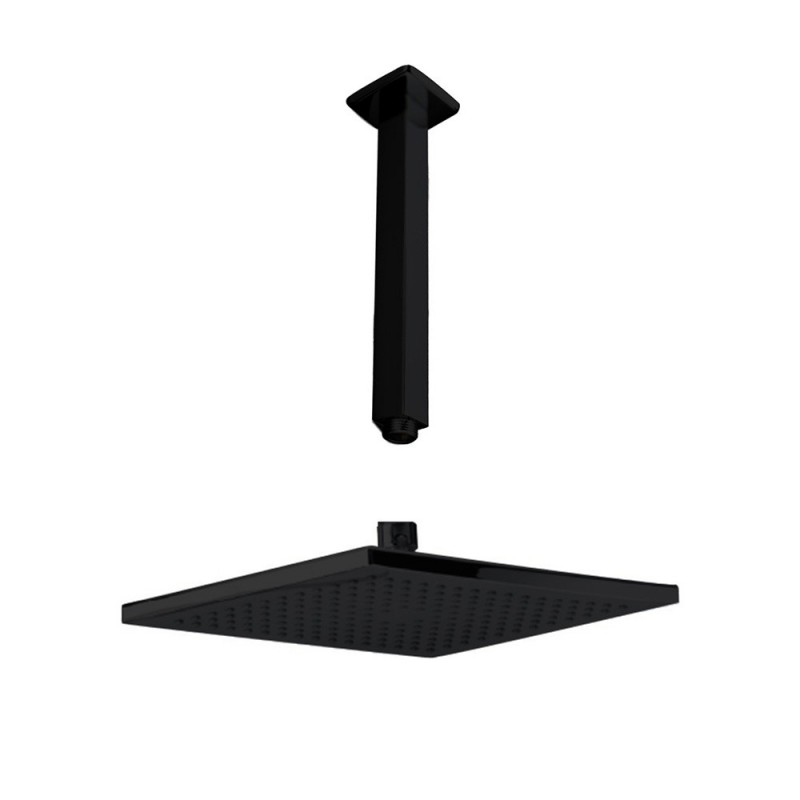 Bras de douche plafond + pommeau carré NR 80055+80186 | Sanifer