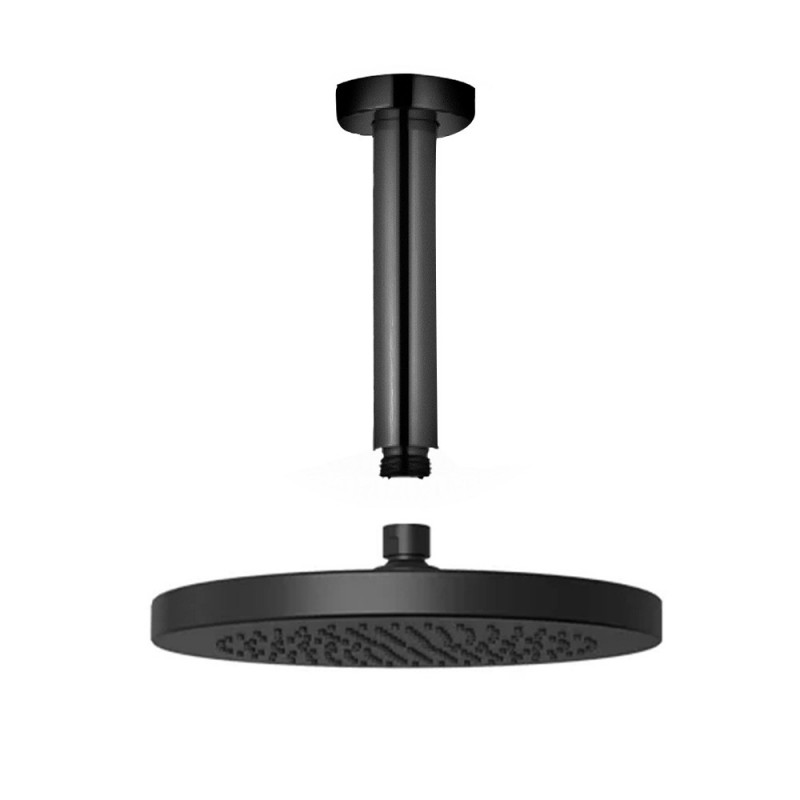 Bras de douche plafond 150mm+pommeau noir PVD 80191+185|Sanifer