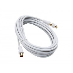 Cable coaxial 9.52m² femelle / male blanc 5m + adaptateur male male, EVOLOGY|Sanifer